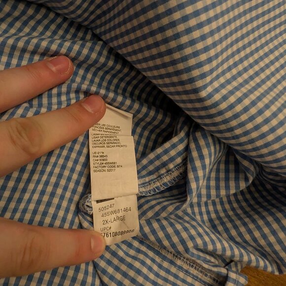 Men's XXL Izod Button Up Blue Checkered Shirt - Picture 5 of 6